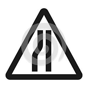 Road Narrows ahead sign line icon