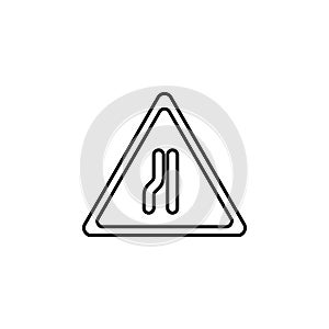 Road narrows icon. Element of traffic signs icon for mobile concept and web apps. Thin line Road narrows icon can be used for web