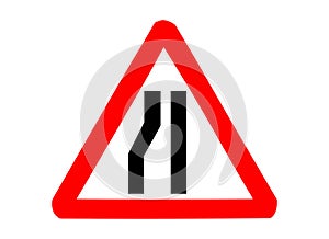 Road narrows from the left ahead