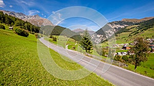 Road from Nauders Austria towards NorbertshÃ¶he pass and Martina Switzerland