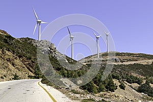 The road near four windmill on the mountain