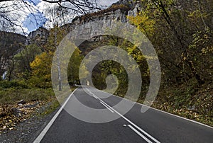 Road near by magnificent Lakatnik rocks in full height, Iskar river defile