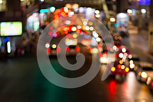 Road night light bokeh , defocused blur background