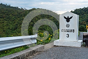 Road no.3 or sky road over top of mountains with green jungle in Nan province, Thailand