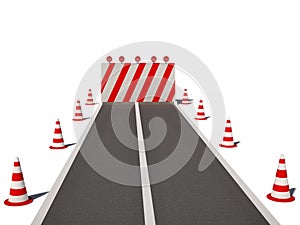 Road no way traffic cones 3d cg