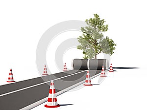 Road no way traffic cones 3d cg