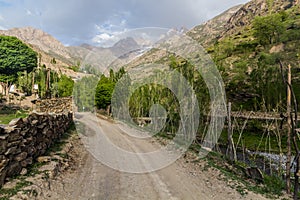 Road in Nofin village in Fann mountains, Tajikist