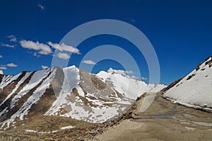 The road from Nubra Valley to Leh in Ladakh, India