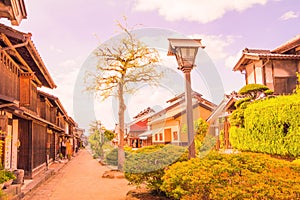 A road and The old town of Unno-juku is a post town and dozens