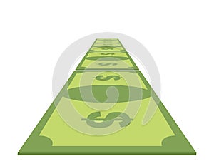 Road out of money. Wealth Path of cash. Dollar path