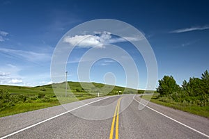 Road With Painted Double Yellow Line