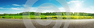 Road panorama on sunny spring day