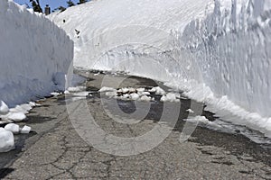 Road Partially Cleared from Snow