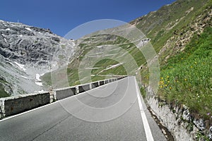 Road at Passo dello Stelvio in the Alps, Italy