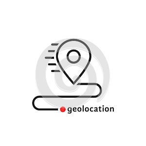 Road path like thin line map geolocation icon