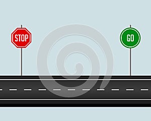 Road pathway with stop and go sign