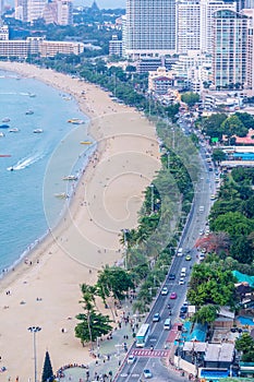 Road between Pattaya City and the beach, Bird eye veiw photo