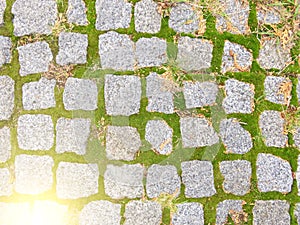 Road from paving stone, texture stones, background of old stones