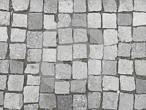 Road from paving stone, texture stones, background of old stones. Old pavement