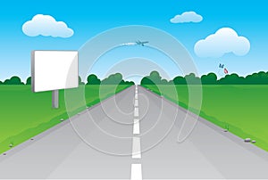 Road perspective with blank billboard