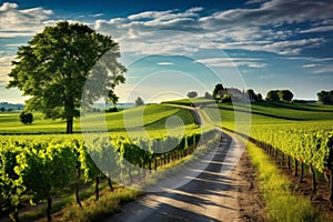 A road through a picturesque vineyard