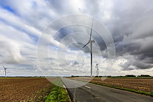 Road in a Plain Field in Autumn