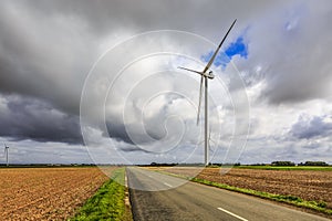 Road in a Plain Field in Autumn