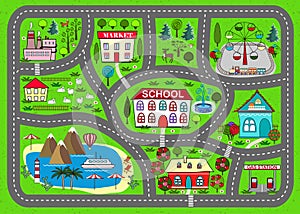 Road play mat for children activity and entertainment