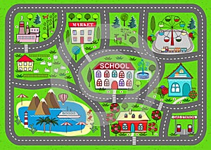 Road play mat for children activity and entertainment photo