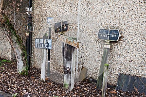 Road poles, Museum Train City in Mulhouse, Cite du Train