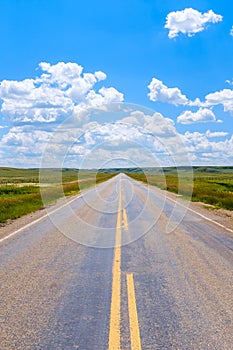 Road through a prairie