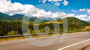 Road through Pyrenees mountains in Spain