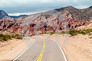 Road through Quebrada de Cafayate valley