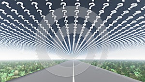 Road and question mark clouds