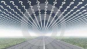 Road and question mark clouds