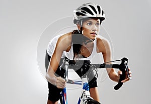 Road racing bicycle woman