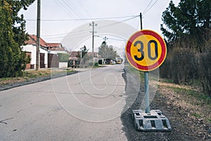 Road reconstruction and warning signs for vehicles and pedestrians