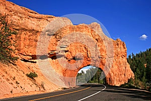 Road through Red Rock tunnel, Utah
