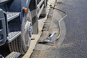 Road repairing works with jackhammer