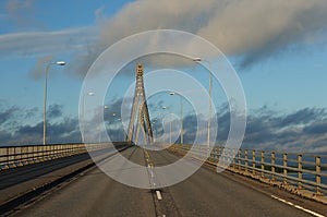 Road On The Replot Bridge On Kvarken Islands Finland