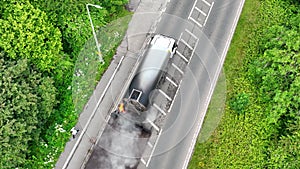 Road Resurfacing Aerial View of Surface Dressing Micro Asphalt Process