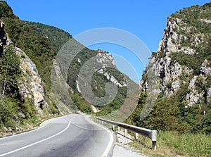 Road in the river Lim gorge between Serbia and Montenegro photo