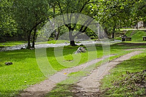Road, river and trees
