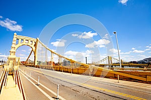 Road on Roberto Clemente Bridge in Pittsburg photo