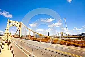 Road on Roberto Clemente Bridge in Pittsburg