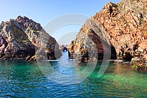 Road between rocks at Berlenga Island, Portugal