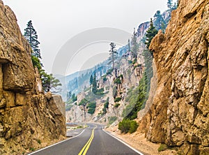 Road through rocky crag photo