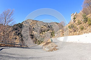 Road and the Rocky Landscape of Italian Alps