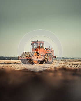 Road Roller compacting Soil