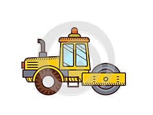 Road roller. Construction icon. Steamroller.